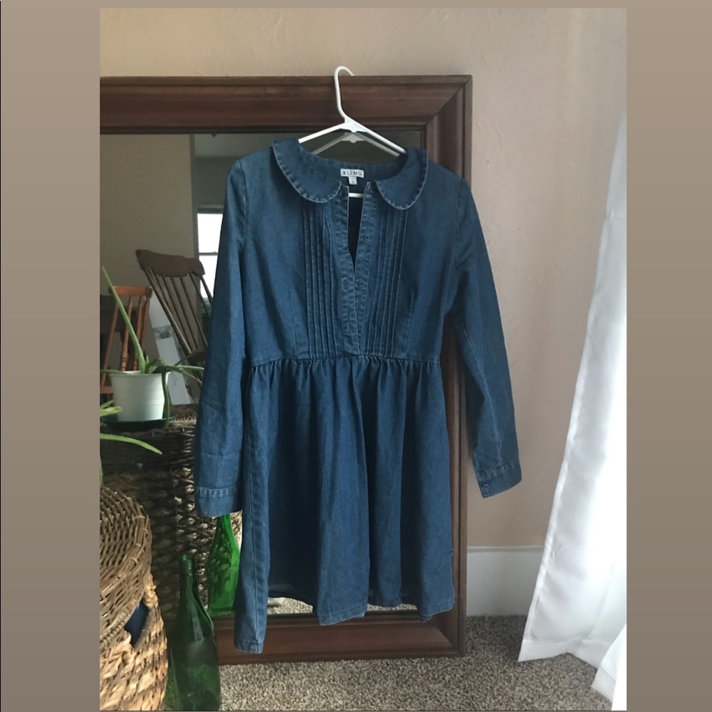 Denim Kling Dress : Tulip Collar